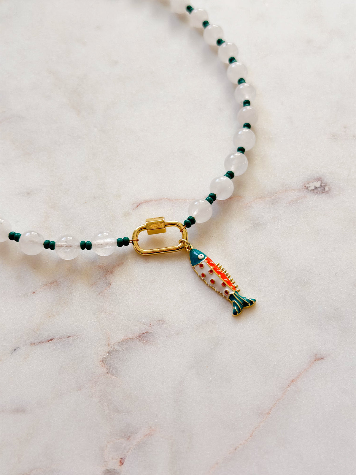 The Beaded Necklace - Teal Fish