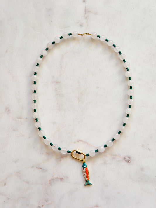 The Beaded Necklace - Teal Fish