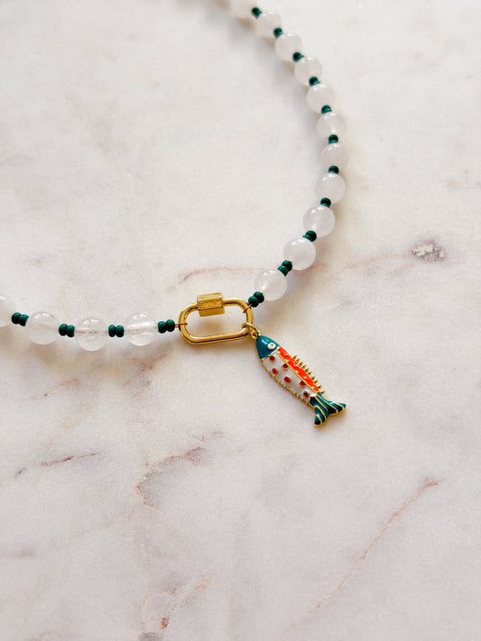 The Beaded Necklace - Teal Fish